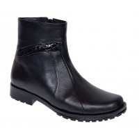 Ghete dama casual din piele naturala cu fermoar negre imblanite B5N